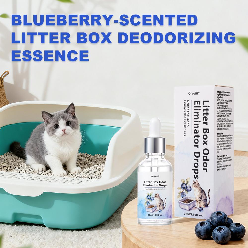 

Oivolii Blueberry Fragrance Litter Box Odor Eliminator Drops Mild Formula Fast Acting Long Lasting Freshness For All Cat Litter