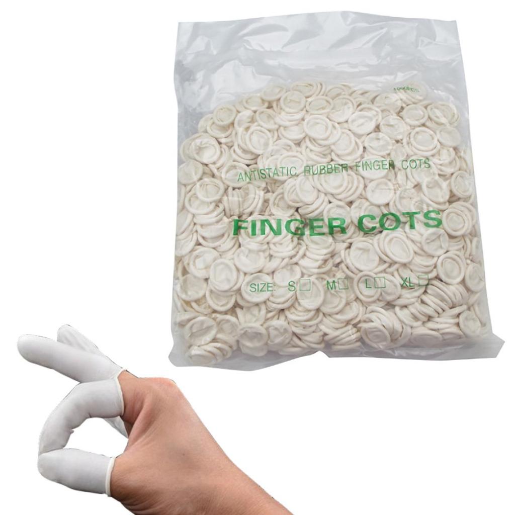 [sac Taske] Latex Finger Cots, Commercial Size, Bulk Pack of 1000 & Towel Set for Finger Protection (White, 500g)