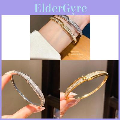 Vintage Gold Zircon Round Bangle Bracelet With Geometric Design For Fashion Women