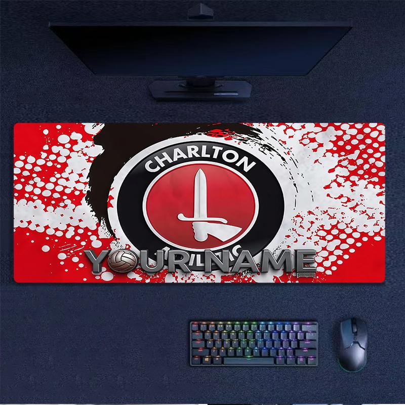 Custom Name,Charlton Athletic Mouse Pad, Large Gaming Desk Mat, Non-slip XXL Mousepad for Laptop & Tablet, Mini PC Playmat with Stitched Edges