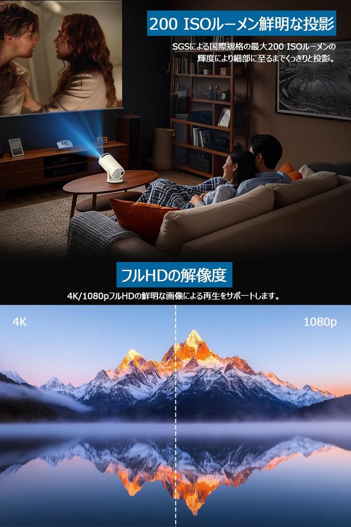 Compact Projector 16GB Large Storage Compact at with Android 4K Bluetooth Up to Large Ceiling Full Netflix High Automatic Keystone Home Compatible