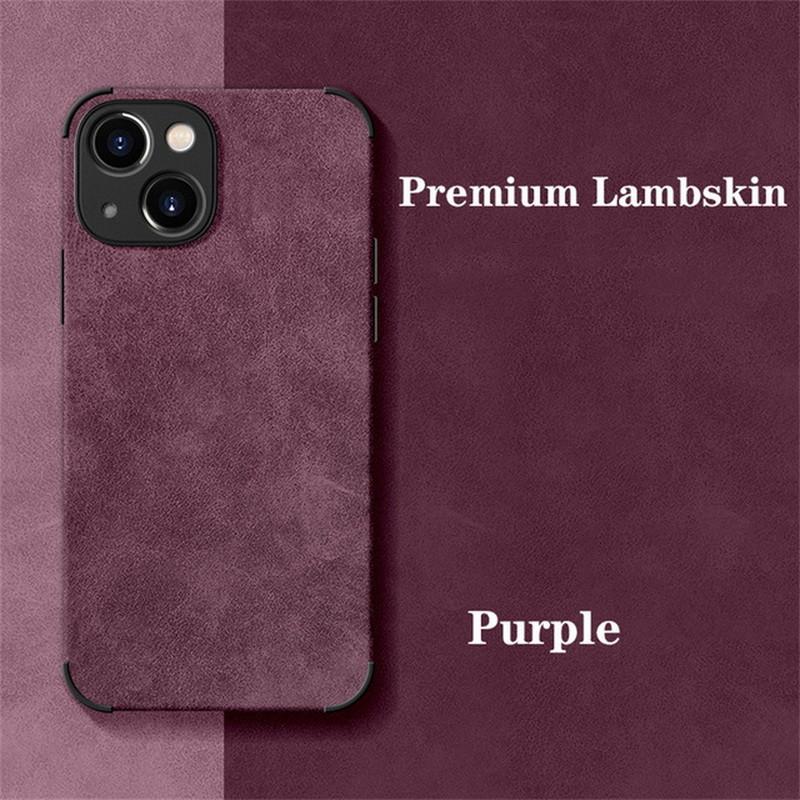 Lambskin Leather Case For iPhone 16 15 Pro Max 13 12 Pro 14 11 XR X 8 7 Matte Soft Solid Color ShockProof Cover