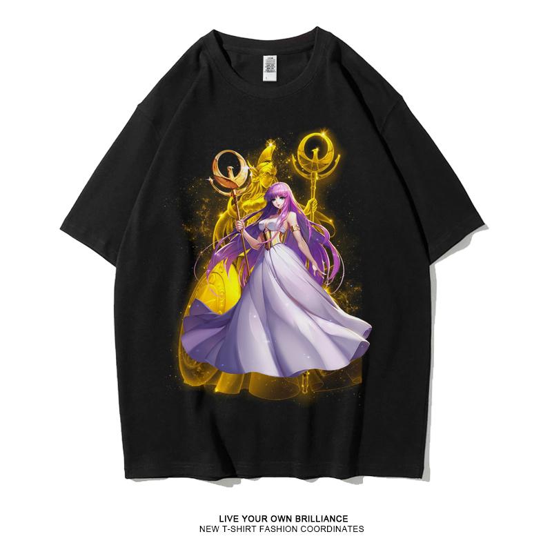 Japanese Anime Saint Seiya Golden Zodiac Sports Rock Fitness Casual Hip Hop Men's Top Short Sleeve T-shirt Girls T-shirt Couple