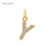 Luxury 18K Gold Plated Brass Inlaid Zircon 26 Letters Pendant Charms For Necklace Earring jewelry Making DIY Jewelry Accessories