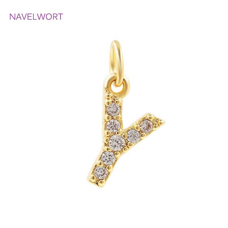 Luxury 18K Gold Plated Brass Inlaid Zircon 26 Letters Pendant Charms For Necklace Earring jewelry Making DIY Jewelry Accessories