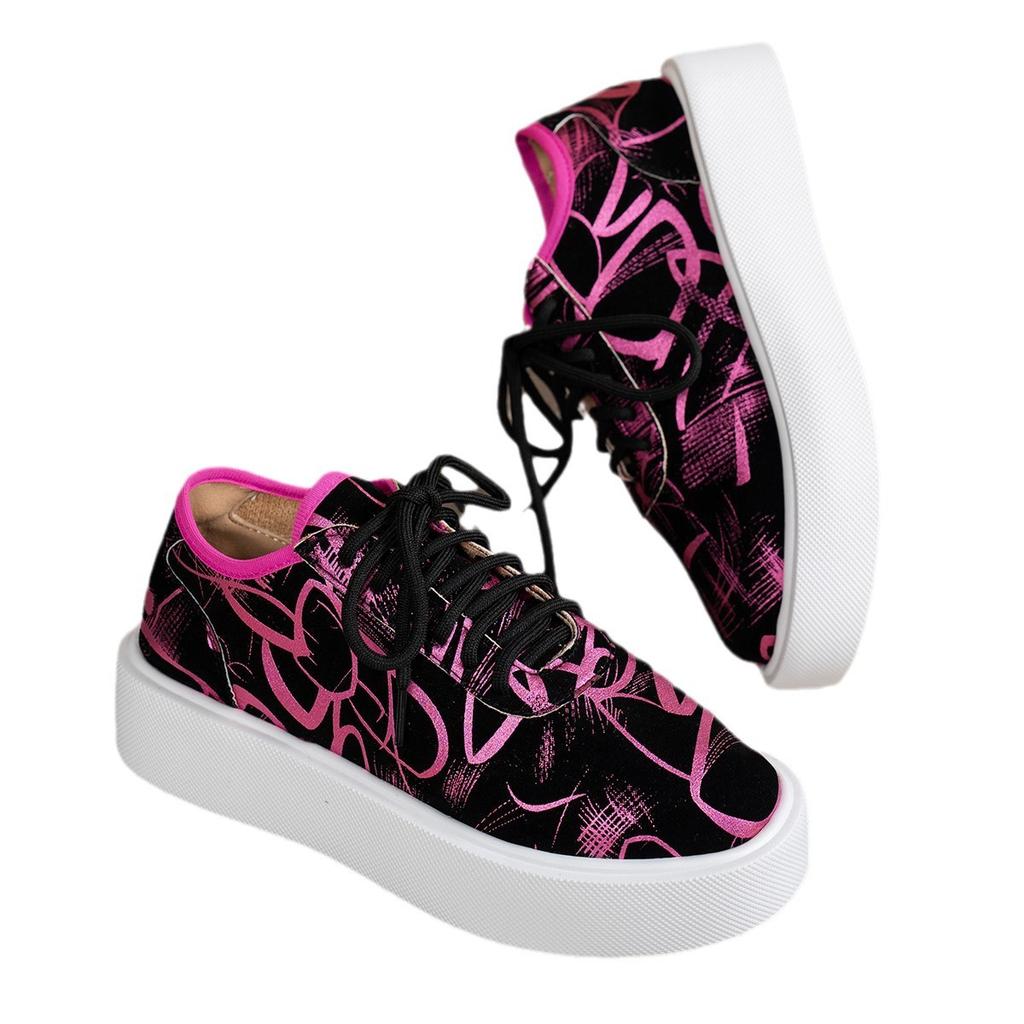 Fashion Women's Shoes 2025 Front Lace-up Women's Vulcanize Shoes Hot Sale Color Matching Head New Plus Size Comfortable Casual Shoes