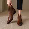 Mote 2024 Nye Høst Dame Støvletter Ekte Skinn Dame Sko Spiss Tå Ankelstøvletter Moderne Dame Sko Chelsea Western Støvletter