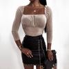 Fashion Women's Sexy Leather Skirt Solid Beading Skirt Split Skirt  Skirt