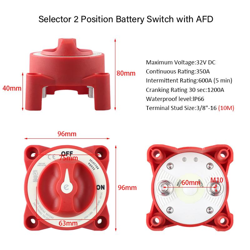 Marine Battery Selector Switch 4 Position Waterproof Heavy Duty for Fishing Boat Power System Upgrade