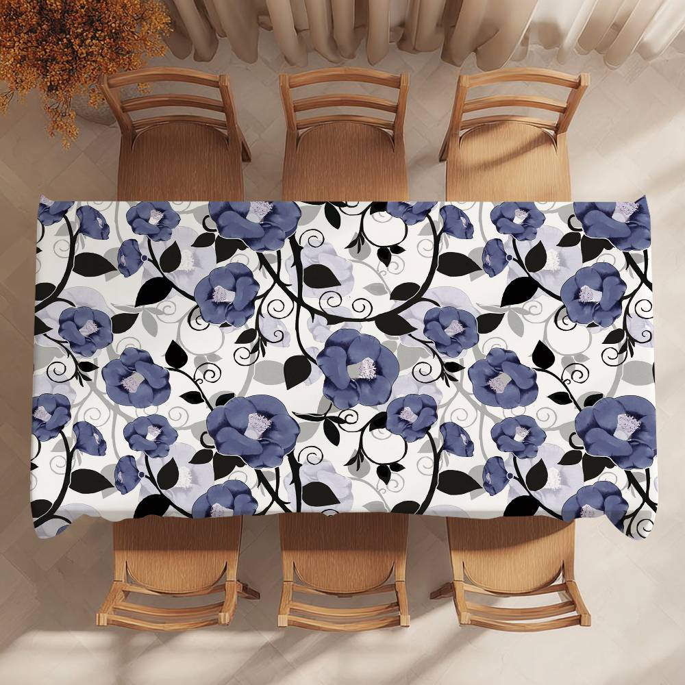 Flowers Pattern Floral Table Cloth Party Decor Dining Room Home Kitchen Patios Waterproof Stain-Proof Table Cloth