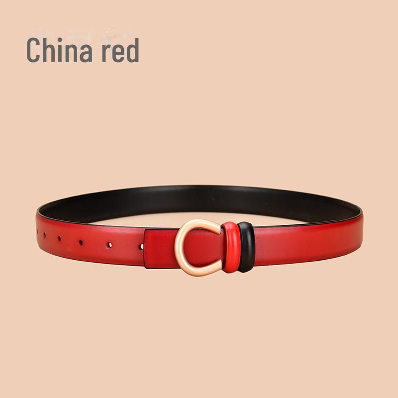 

Женский ремень из натуральной коровьей кожи с двухсторонней внутренней пряжкой, корейский стиль, универсальный 105cm