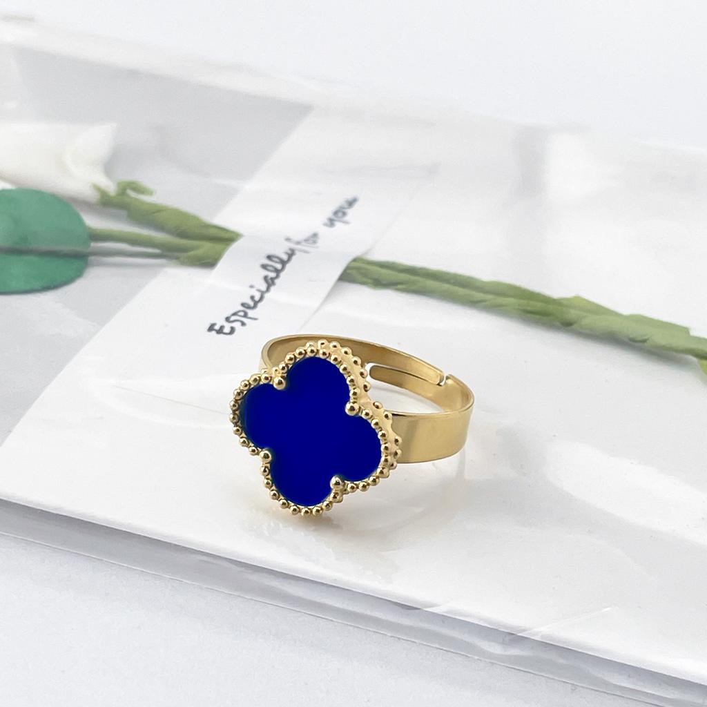 New 15mm Large Fashion Clover Ring Adjustable Opening Ring Simple Personalized Ring