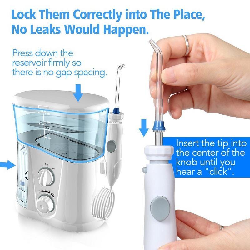 1000ml Electric Oral Irrigator Dental Powder Oral Cleaning Agent Oral Care Dental Powder SPA Ultraviolet Disinfection 7 Nozzles