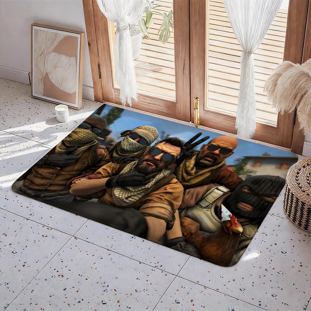 Game G Counter Strike Floor Mat Eco Flannel Doormat Non Slip Odorless Indoor Floor Rug Soft Short Plush Home Mat