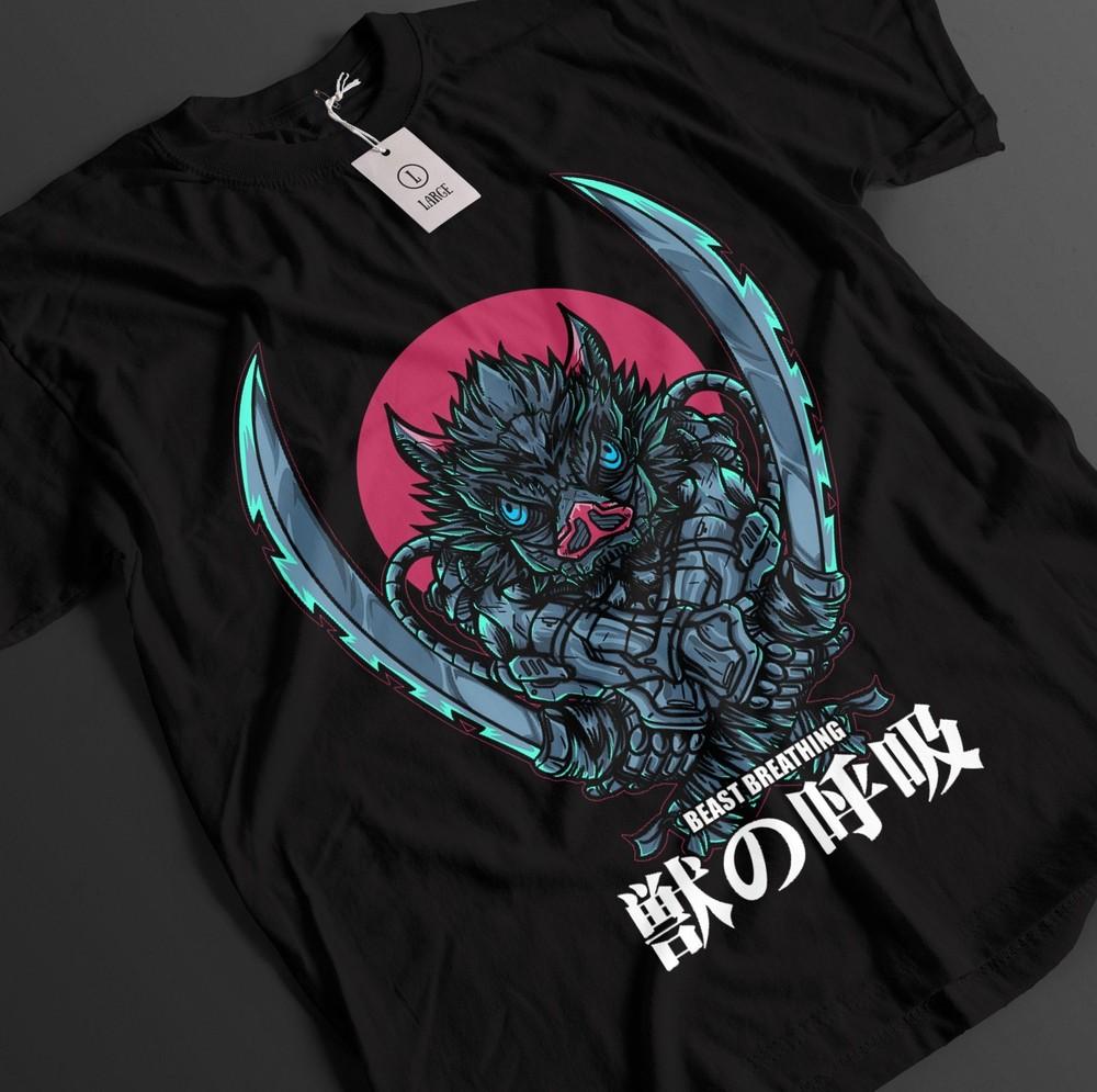 

Demon Slayer Shirt Inosuke T-Shirt Tanjiro KNY Kokushibo Anime Muzan Doma Tee S