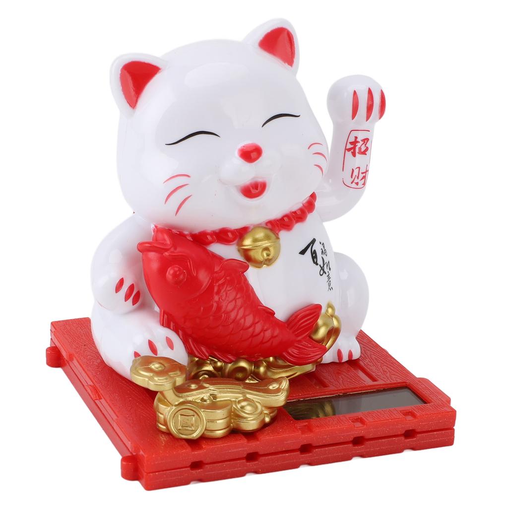 Solar Waving Cat Innovative Cute Solar   Cat Solar Powered Fortune Cat with Transparent Cover for Car Dashboard Cashier Desk Store