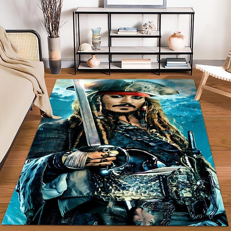 Pirate-Themed Carpet with Sword1Braided Hair1and Ocean Background Design Suitable for Use As an Anti-slip1 For1room and Bedroom Sofas