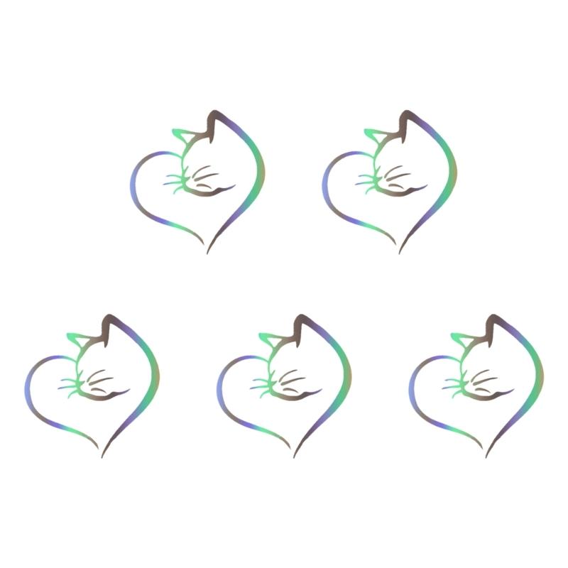 Creative Cats &Heart Pattern Car Sticker Reflective Safety Decal Strong PVC Decal for Vehicle Glass Night Driving