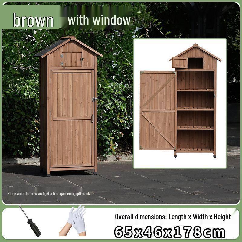 Outdoor Anti-Corrosion Solid Wood Garden Storage Cabinet with Sun Protection