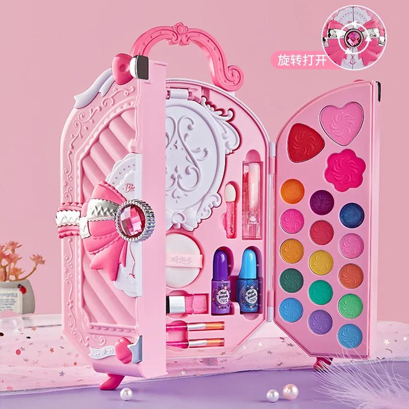 Safe Cosmetic Toy For Girl Princess Cosmetic Eye Shadow Nail Polish Nontoxic Beauty Set Washable Fashion Makeup Birthday Gift