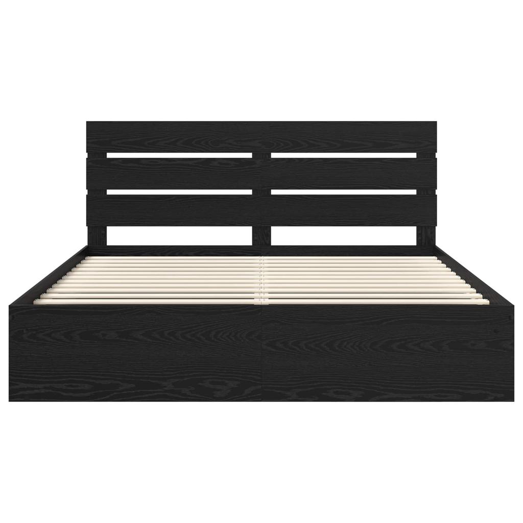 Bed Frame Black 200 x 200 cm Solid Pine Wood