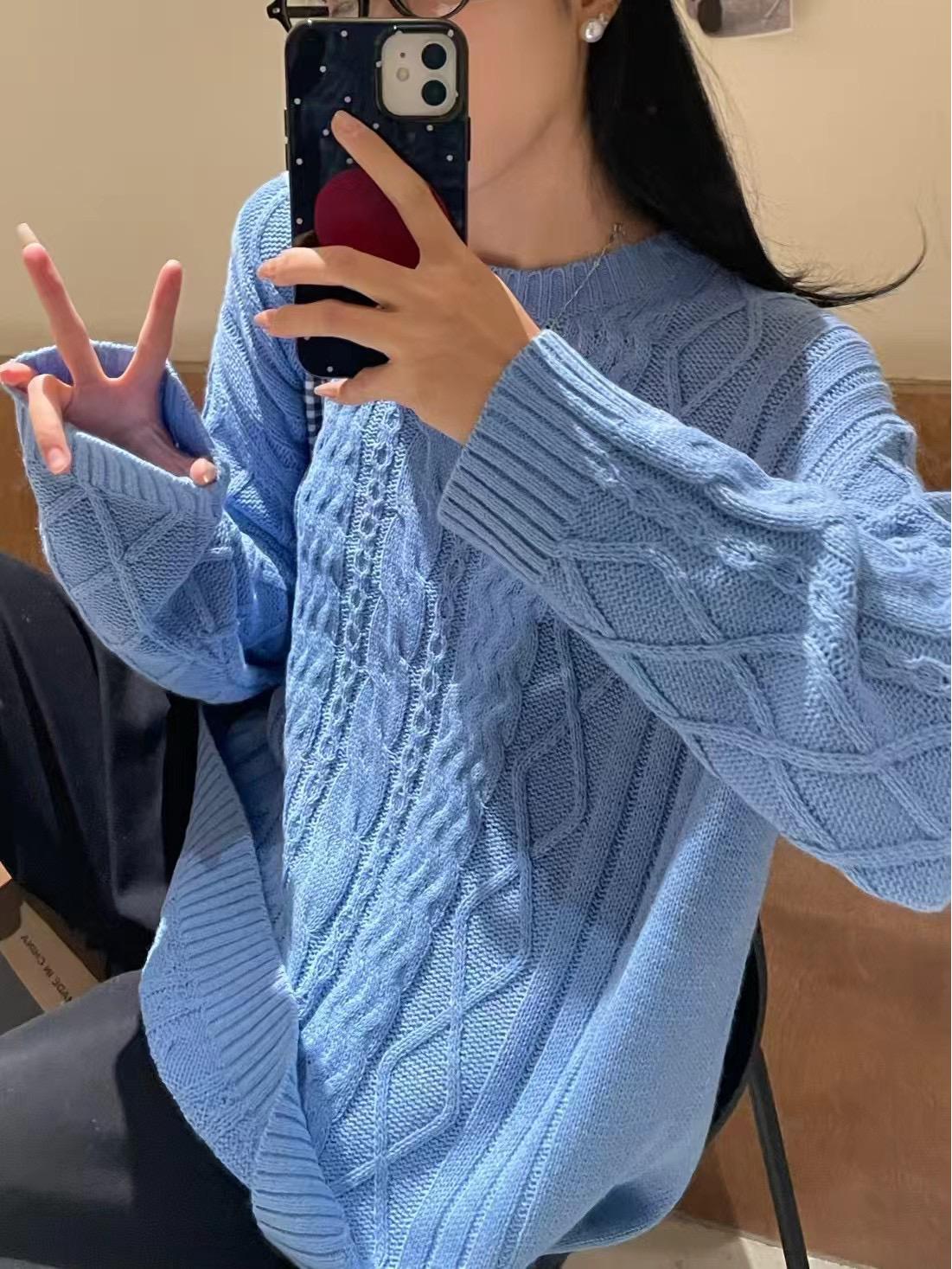 

Весна 2023 Корейский Свободный Большого Размера Женский Повседневный Вязаный Свитер One Size