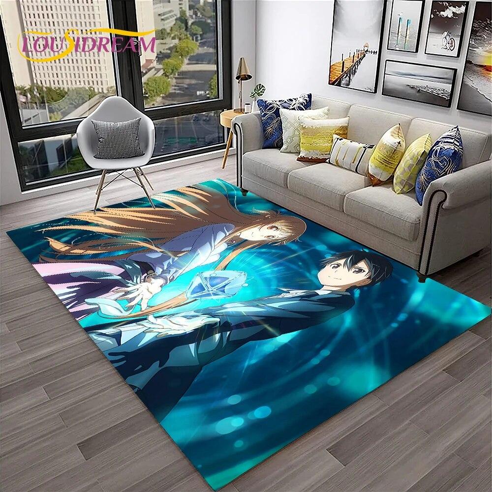 SAO Novel Cartoon Sword Art Online Carpet Rug for Home Living Room Bedroom Sofa Doormat Decor,kids Area Rug Non-slip Floor Mat