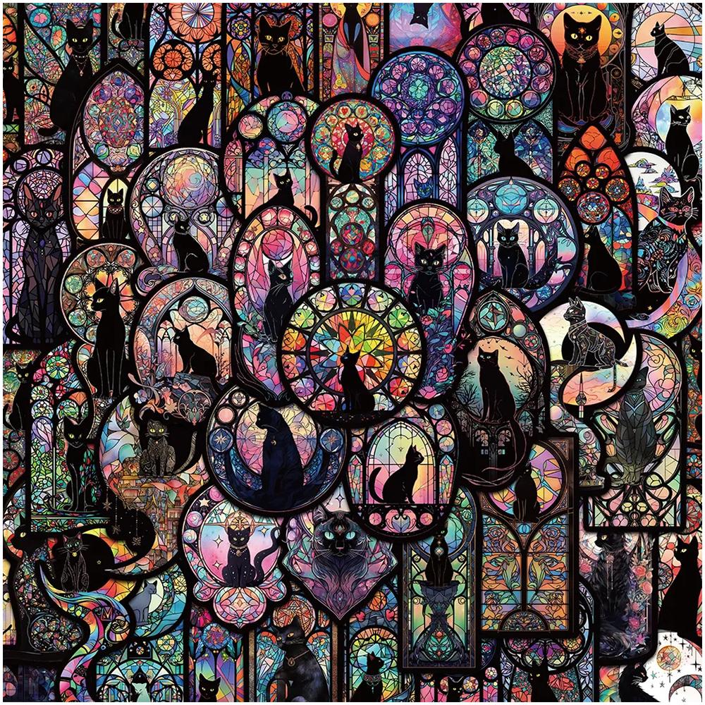 10/30/50pcs Dark Gothic Black Cat Cartoon Stickers Aesthetic Graffiti Sticker Notebook Guitar Phone Cool Tarot Waterproof Decals