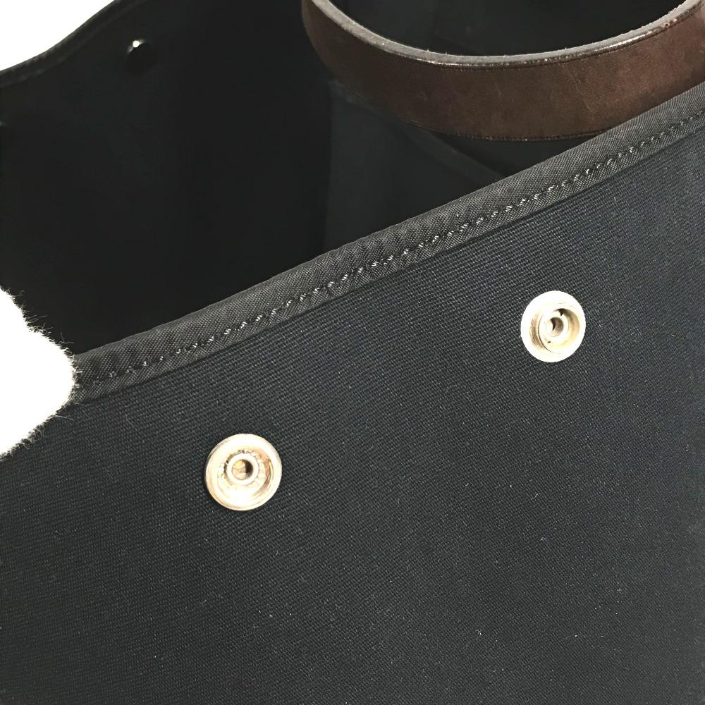 HERMES Kabak Elan PM Shoulder Bag Tote Bag Leather/Canvas Dark navy