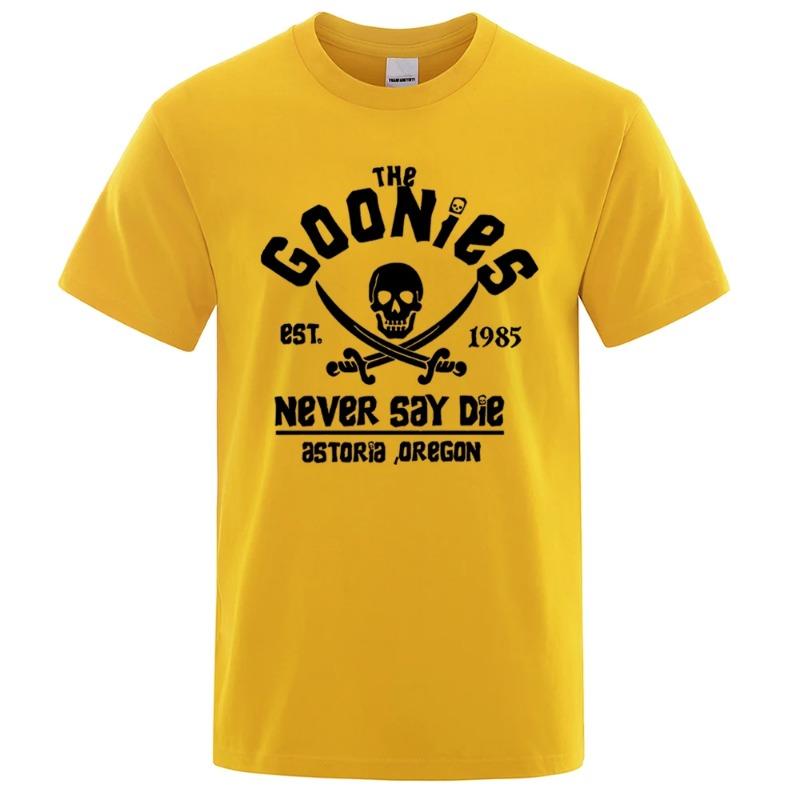 

Футболки в стиле хип-хоп для мужчин с флагом пиратов Орегона Never Say Die Astoria Повседневная футболка из хлопка с дышащим коротким рукавом Брендовые топы Футболки для мужчин XXXL жёлтый