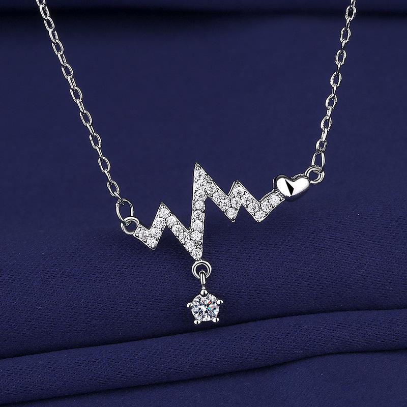 New Fashion 925 Sterling Silver Jewelry Round Zircon Pendants Necklaces Women Fine Semi Rhinestone Circle Clavicle Chain Choker