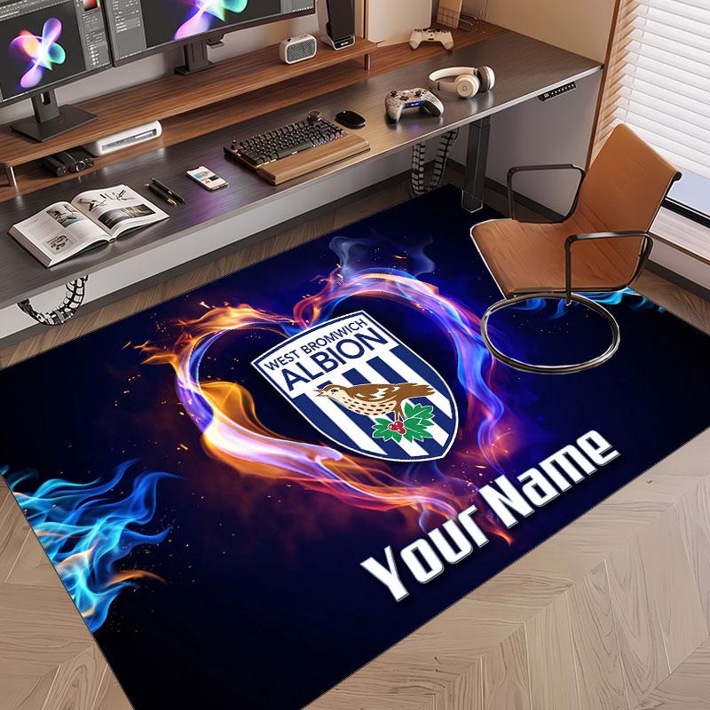 Custom Rug West Bromwich Albion Pattern Print Name Text Soft Non‑Slip Floor Carpet for Home Indoor Decoration