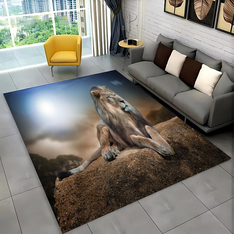 3D Dream Lion Animals Cartoon Carpet Rug for Home Living Room Bedroom Sofa DoormatDecor,Kid Play Area Rug Non-slip Floor MatGift