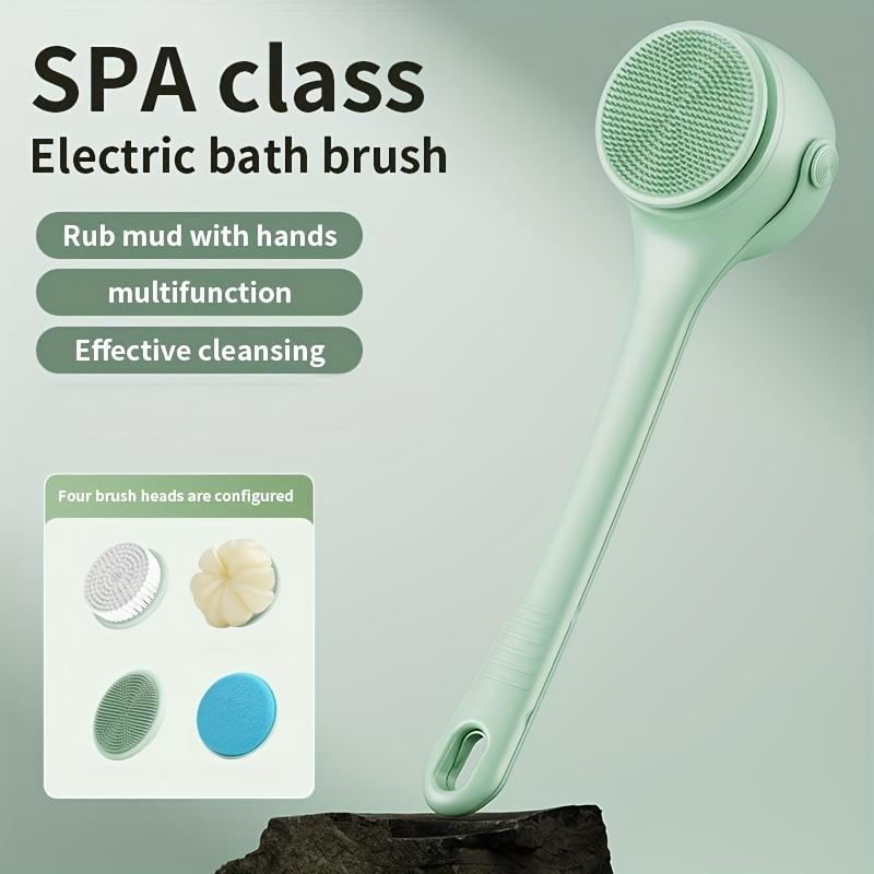 Four In One Electric Silicone Double Handle Bath Brush, with Long Handle Electric Back To Back Shower Brush, Body Dual Handle Washer