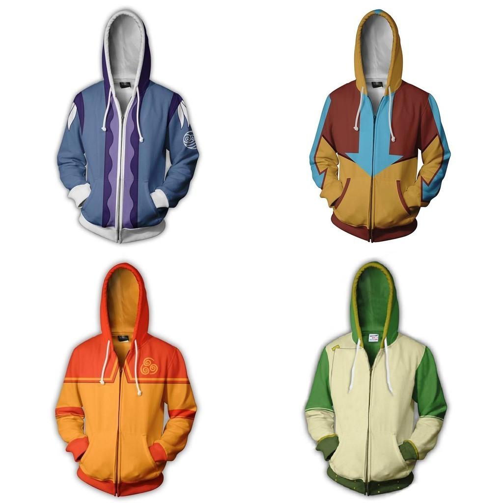 Avatar Der Herr der Elemente Hoodie Cosplay Kostüm Mit Hellem Aufdruck Und Reißverschluss Für Männer Frauen Und Jugendliche