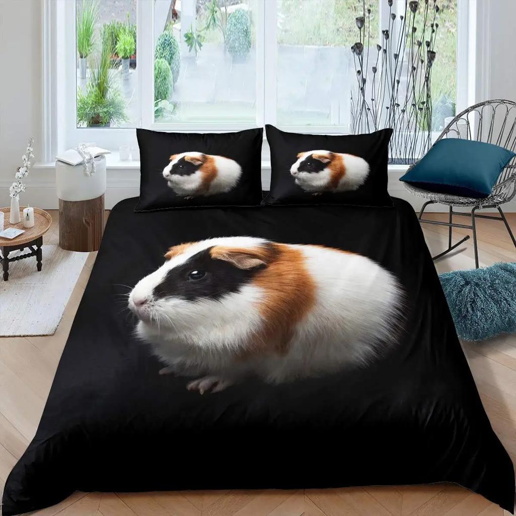 Guinea Pig Duvet Cover Set Cute Cavy Pattern Bedding Set Animal Quilt Cover For Boys Girls Garden Nature Polyester Bedding Set