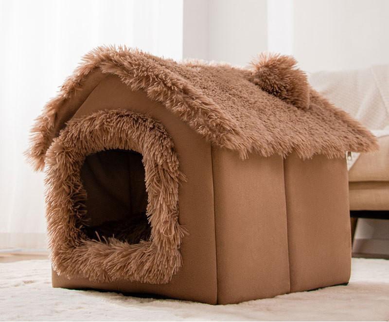 

Chenil pour chien moyen, intérieur doux et confortable, maison pour chiots, lit amovible pour petit chien, grotte, tapis de couchage chaud d hiver S