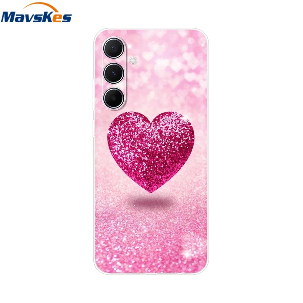 For Samsung Galaxy M35 M55 Case Cute Flower Soft Silicone Back Cover for Coque Samsung M 55 M 35 5G Phone Cover Fundas Shells