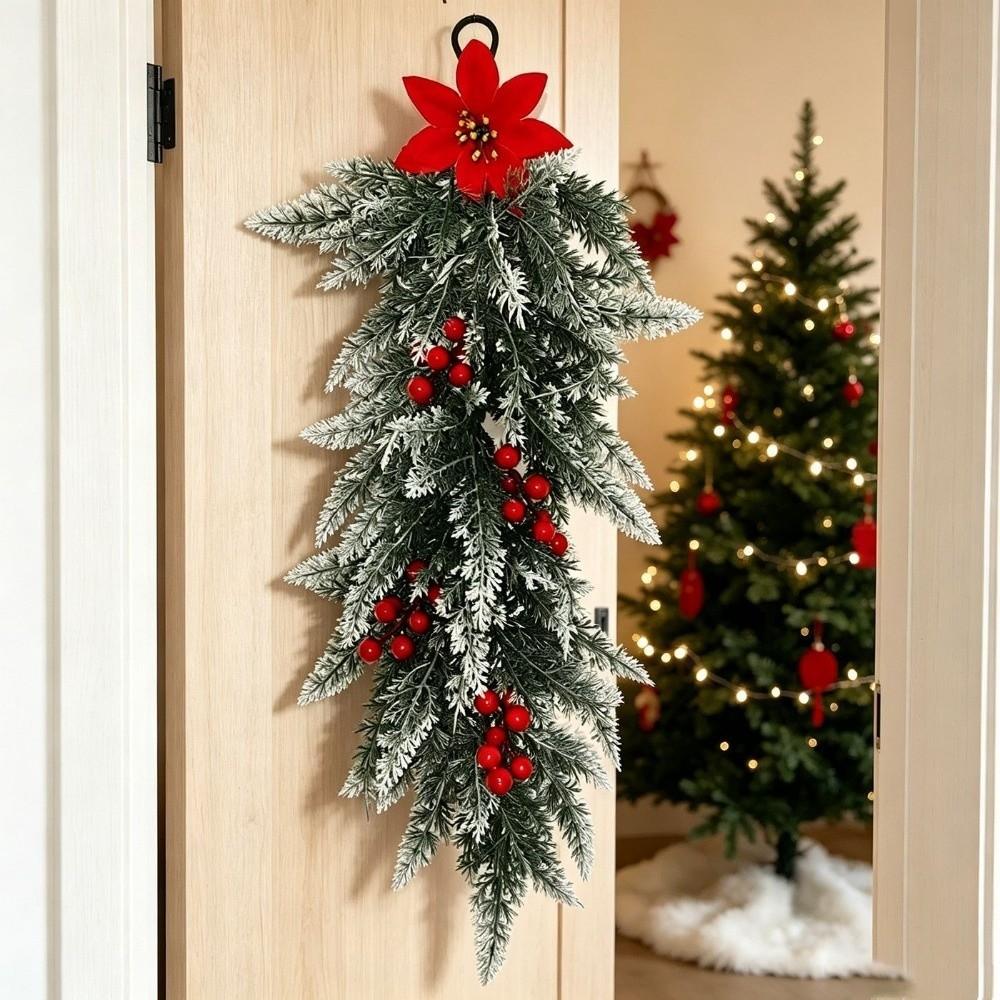 Lightweight Christmas Artificial Cedar Needle Red Berry Poinsettia Decor  Christmas Party