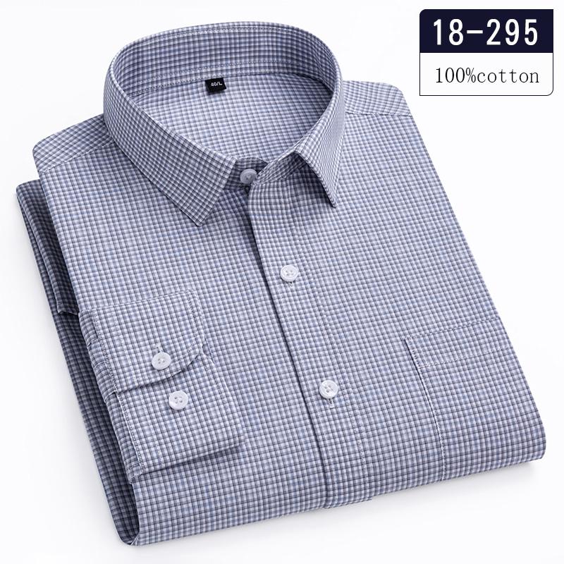 Luxury hight qulity 100%Cotton long-sleeve shirts for men slim fit casual plaid shirt houndstooth Office clothes elegant tops