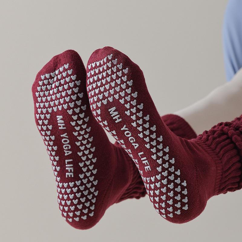 Einfache einfarbige lange Yoga-Socken Professionelle Pilates dicke Sport-Fitness Silikon Anti-Rutsch-Socken für Damen