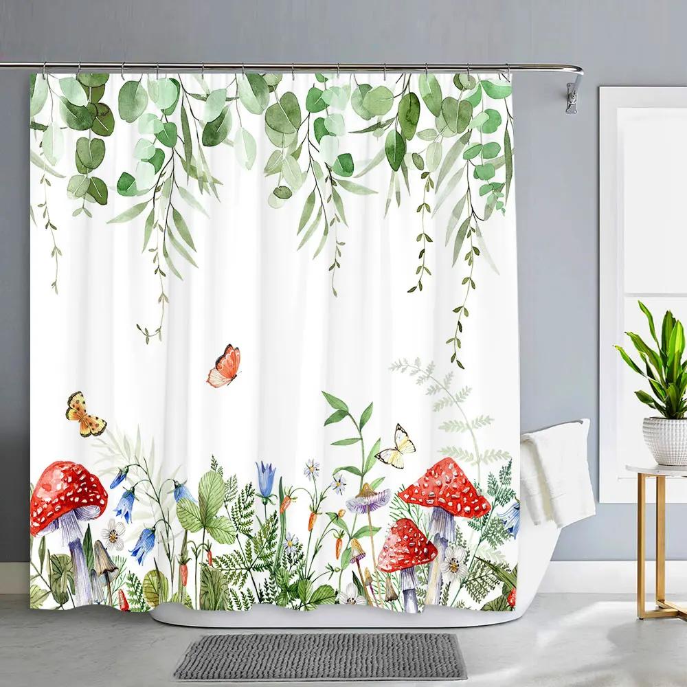 Spring Floral Hummingbird Shower Curtain for Bathroom Watercolor Flower Bird Modern Decor Machine Shower Curtains Bathroom Decor