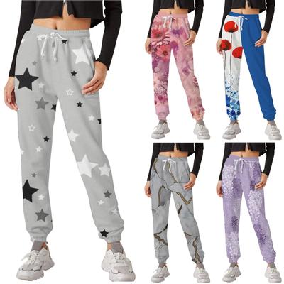 Womens Casual Fashion Printed Loose Digital Printed Wide Leg Pants Pants