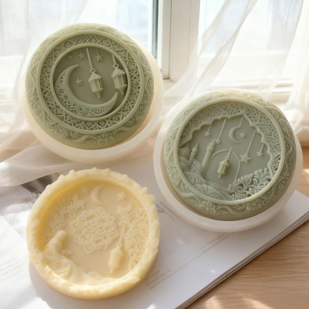 Round Moon Scented Candle Decoration Silicone Mold Diy Crescent Diffuser Stone Plaster Abrasive