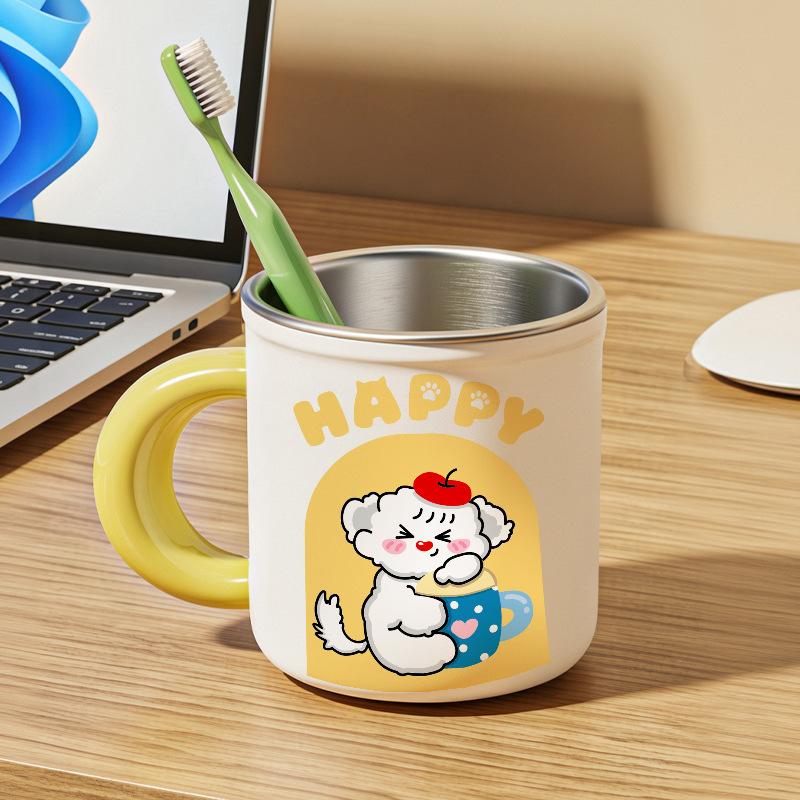 Toothbrushing Cup - Stainless Steel Children's Toothbrushing Cup - Shock-resistant Toothbrushing Cup - Cute Toothbrushing Cup - Wash Basin Cup