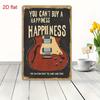 Vintage Metal Wall Sign - "You Can't Buy Happiness, Happiness" Guitar Design, Durable Pre-Drilled for Easy Hanging, Home Decor