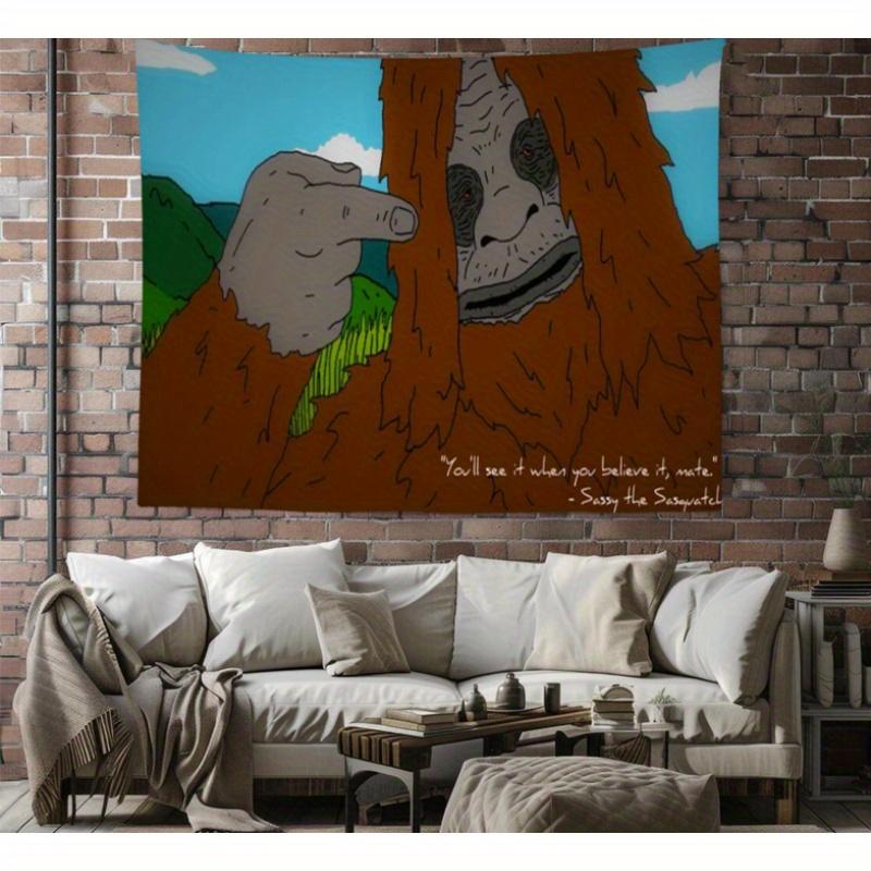 VIKAMA Funny Arrogant Bigfoot Tapestry Fun Meme Dormitory Game Room Decoration Wallpaper Room Decoration
