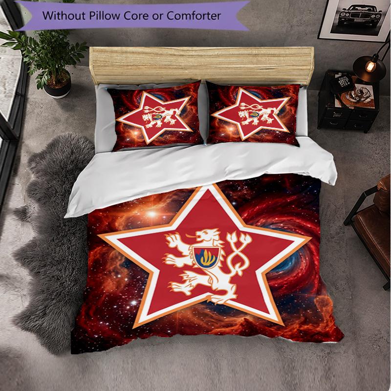 Czech Republi Football Pattern 3 Pieces Bedding Set Soft Microfiber Duvet Cover with Pillow Cases for Bedroom