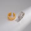 14K Gold Plated Luxury Zircon Double Layer Open Ring for Women