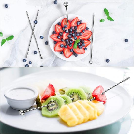 Cocktail Picks Stick, 20Pcs Stainless Steel Martini Picks, Reble Metal Cocktail Skewers Olives Appetizers Bloody Mary Brandied